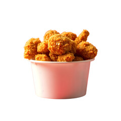 Crispy Fried Chicken Tenders in White Bucket Delicious Fast Food on Transparent Background