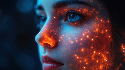 Naklejka premium Deepfake detection researchers optimizing AI-driven deep learning models, refining real-time neural network-based image verification, ensuring cybersecurity compliance