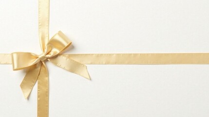 Fototapeta premium Elegant Gold Satin Ribbon Bow on White Background, Perfect for Festive Occasions and Gift Wrapping Designs