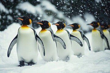 Fototapeta premium Penguins on the snow