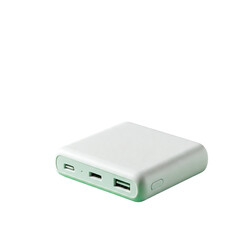White Compact Power Bank with Multiple USB Ports for Fast Charging