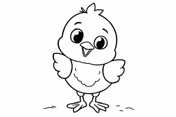 Cute Cartoon Baby Chick Outline for Coloring or Children's Illustration Projects