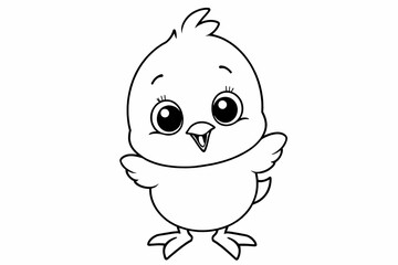 Cute Cartoon Baby Chick Outline for Coloring or Children's Illustration Projects
