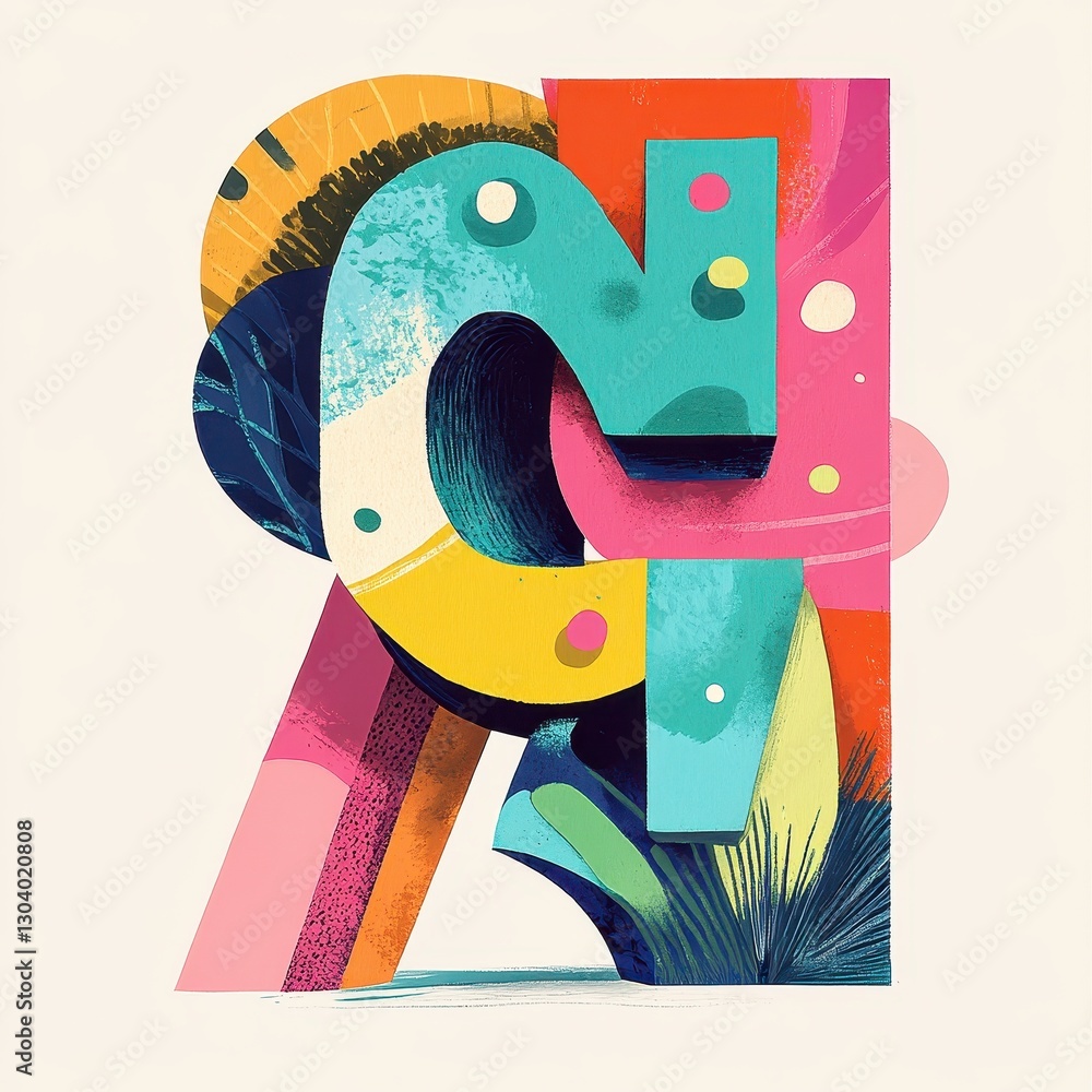 Poster an abstract artistic rendering featuring geometric shapes in various vibrant colors