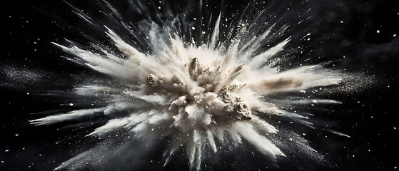 Obraz premium Massive explosion of dust and debris dramatic visual display abstract art dark background high-impact imagery