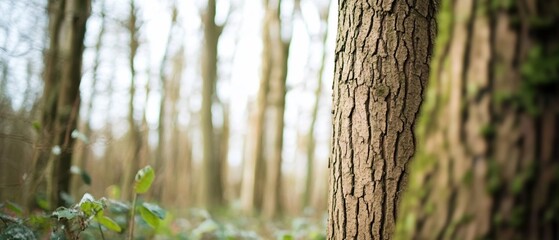 Fototapeta premium Forest tree bark detail, sunlight, nature