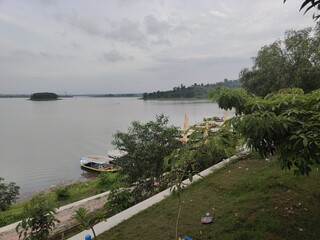 The beauty of Cacaban Reservoir, a reservoir and natural and boat tourism destination in Tegal...