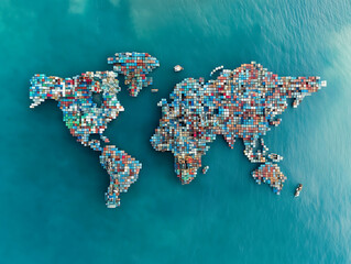 Global shipping activity visualization world map infographic ocean environment aerial view trade dynamics