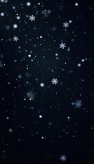 White snowflakes, scattered stars on black backdrop , background, design
