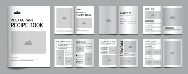 Recipe Book Layout Template, Cook Book Layout Simple and Modern Template Design, Look Book Template