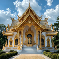 Golden Thai Temple Architecture  Ornate Shrine Exterior