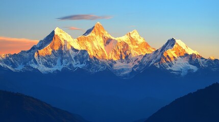 Breathtaking mountain range in golden sunlight. International Mountain Day