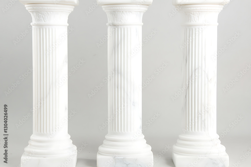 Poster elegant white marble columns studio display architectural features minimalist environment close-up v