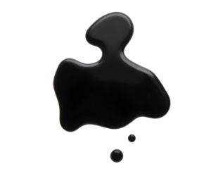Black liquid ink on transparent background 