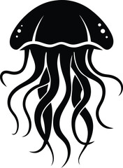 Stylish Jellyfish silhouette vector illustration design,  Black color Jellyfish isolated vector icon design