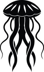 Stylish Jellyfish silhouette vector illustration design,  Black color Jellyfish isolated vector icon design