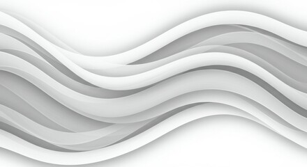 Abstract waves, grayscale, flowing curves, minimalist design, smooth texture, undulating lines, monochromatic pattern, gentle gradients, soft shadows, fluid motion, geometric abstraction, optical illu
