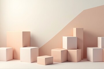 Minimalist Geometric Shapes in Soft Pastel Colors for Interior Design