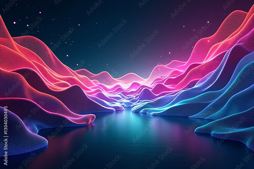 Poster colorful abstract waves with smooth gradient and soft light effects
