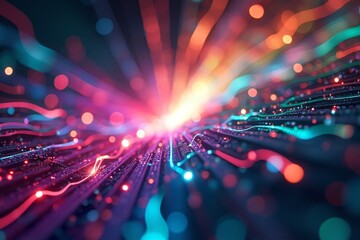 Fototapeta premium Vibrant Abstract Light Waves in Motion with Colorful Background