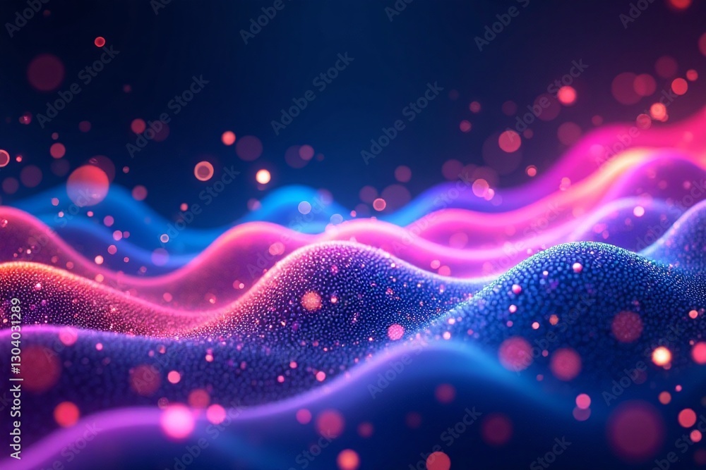 Poster abstract colorful waves with light bokeh effects in dark background