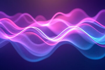 Naklejka premium Abstract Vibrant Waves in Purple and Blue Colors with Soft Glow
