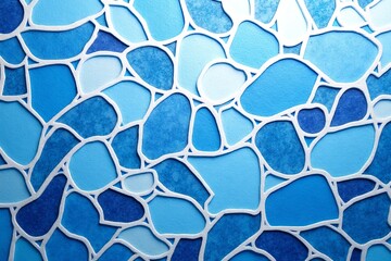 Abstract Blue Mosaic Pattern with Vivid Oceanic Shades and Textures