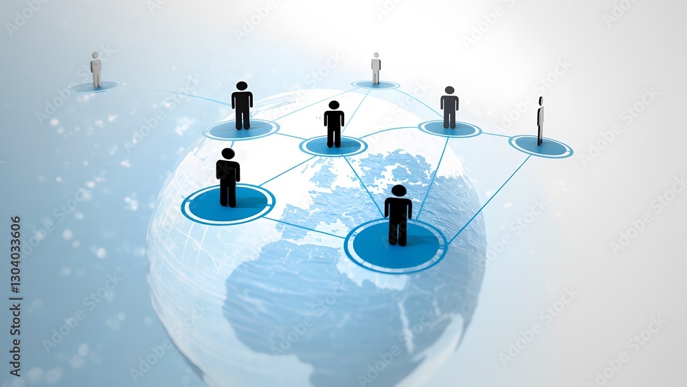 Poster global networking event showcasing digital connections online platform infographic professional envi