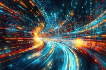 A futuristic tunnel depicting data and information flow