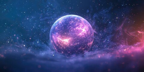 Obraz premium Cosmic glowing sphere floating in a dreamy atmosphere