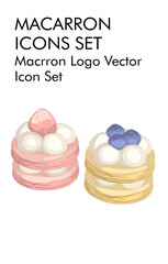 Macaron logo vector icon set 