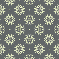 Flower geometric pattern. Seamless vector background. Gray and beige ornament