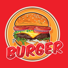 Logo hamburger with red background