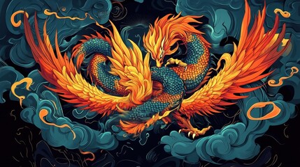 A fantastical dragon bird creature with colorful feathered wings displayed