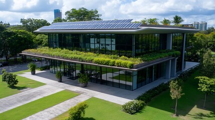 Naklejka premium Green Eco Office Building, City View