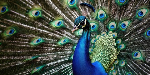 Obraz premium Elegant peacock showing off its vibrant feathers