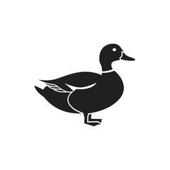 Fototapeta premium Duck bird icon vector in black color with white background 