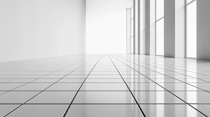 Obraz premium Empty Modern Office Corridor, Minimalist Interior