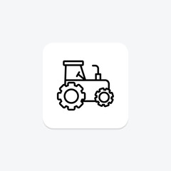 Farming Tractor line icon, vector, pixel perfect, illustrator file