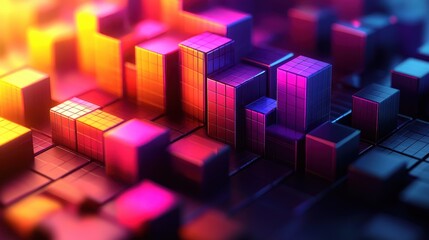 Fototapeta premium Vibrant Geometric Cityscape in Colorful Design