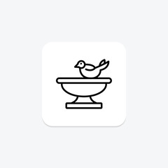 Bird Bath line icon, vector, pixel perfect, illustrator file