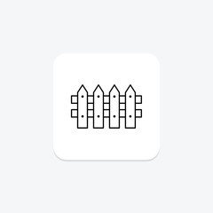 Garden Fence thinline icon, vector, pixel perfect, illustrator file