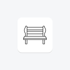 Garden Bench thinline icon, vector, pixel perfect, illustrator file