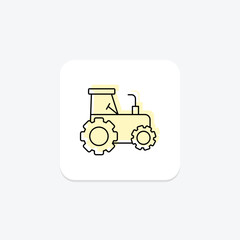 Farming Tractor color shadow thinline icon, vector, pixel perfect, illustrator file