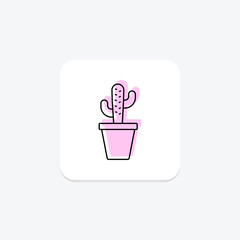 Cactus color shadow thinline icon, vector, pixel perfect, illustrator file