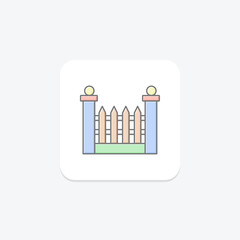 Garden Gate lineal color icon, vector, pixel perfect, illustrator file
