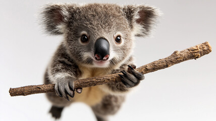 Naklejka premium Mammal Holding Stick Isolated on White Background 