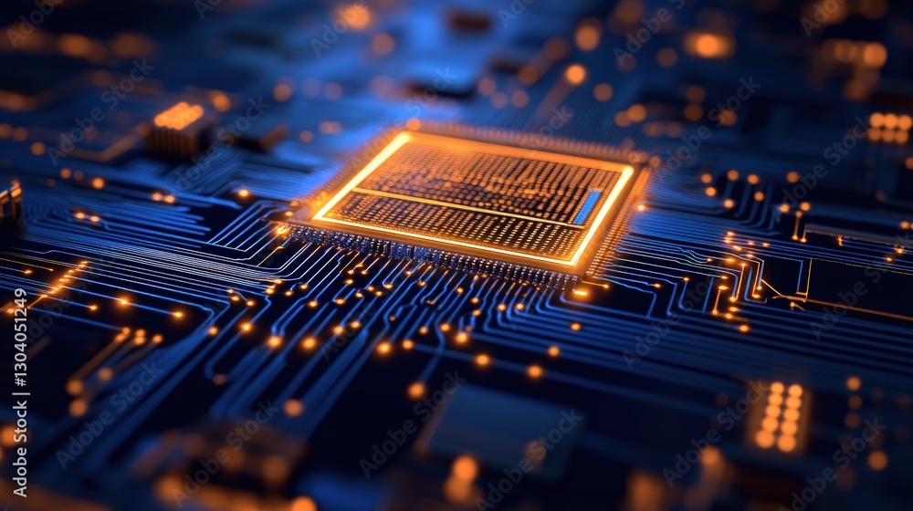 Poster high-tech cpu on circuit board
