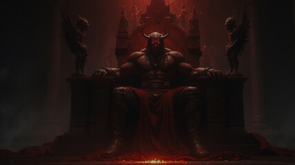 Dark Demon Lord Seated on His Throne