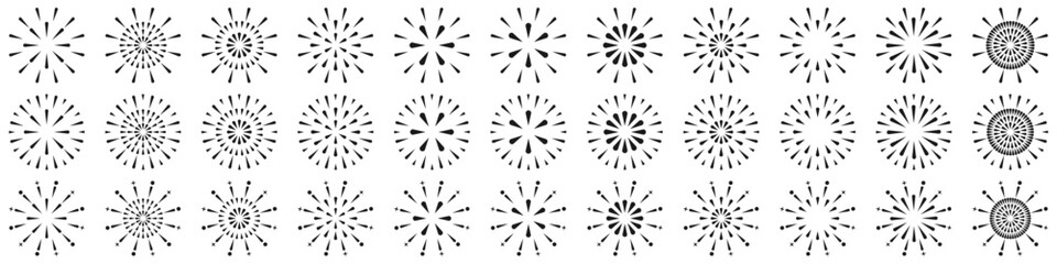 Obraz premium Set of creative fireworks explosion design vectors, ornament fireworks colorful design vector.